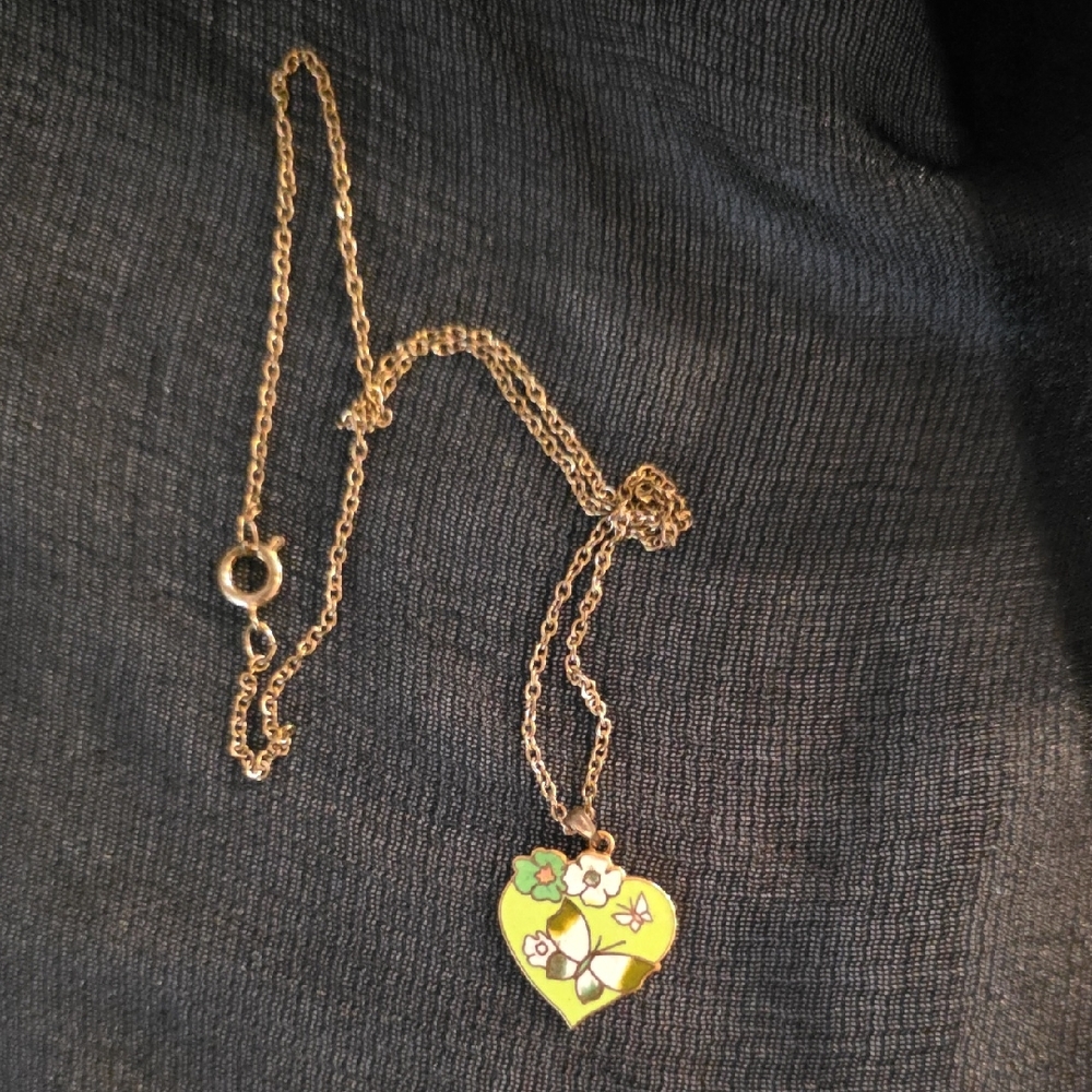 Elegant Gold Heart Necklace with Floral Design
